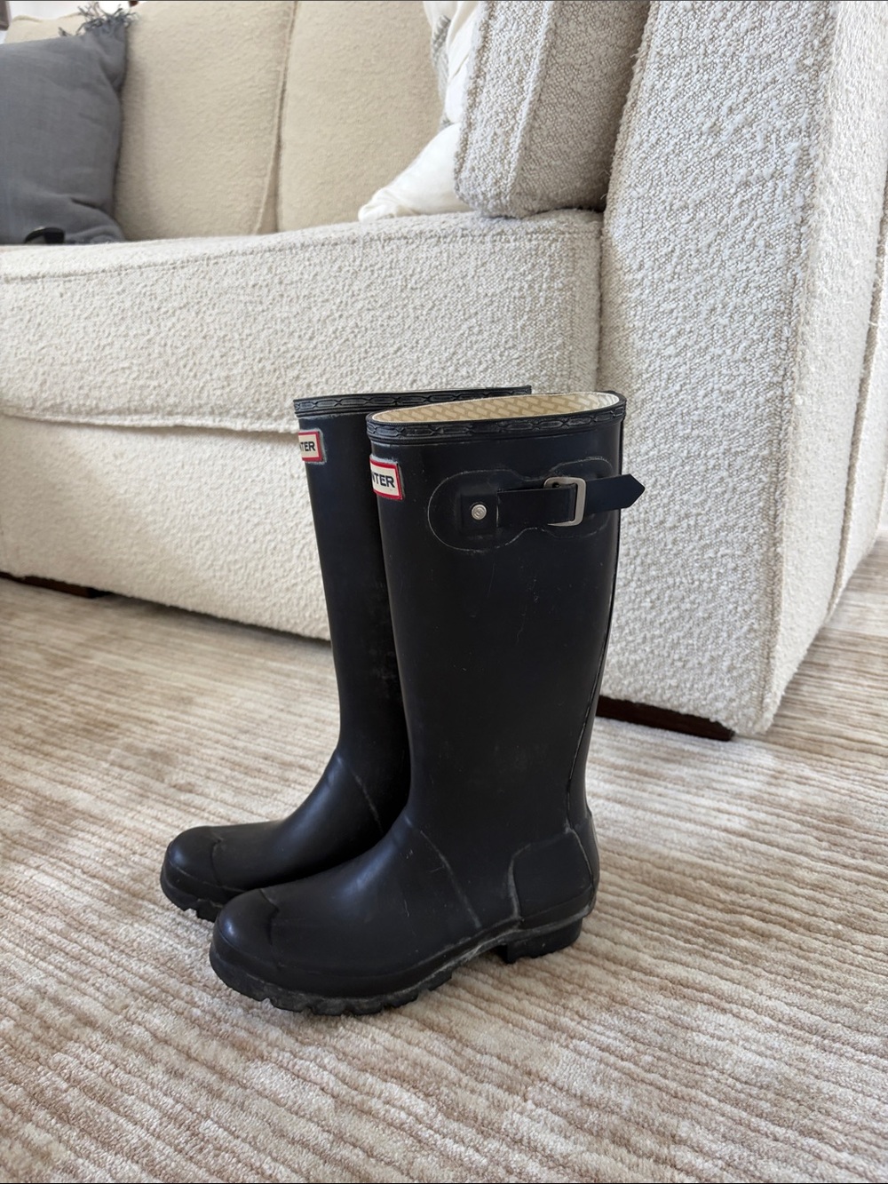Hunter Black Tall Women's Rain Boots with Side Buckle